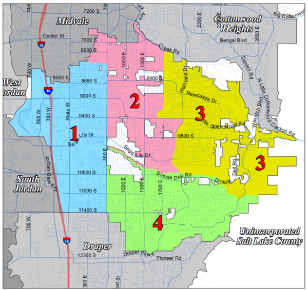 A Map of Sandy City Areas