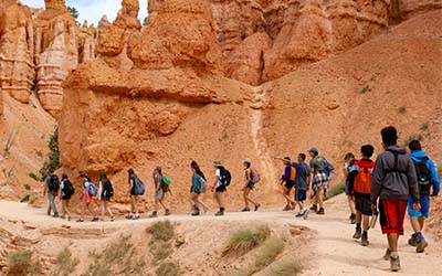 Students hiking in Utah's national parks.