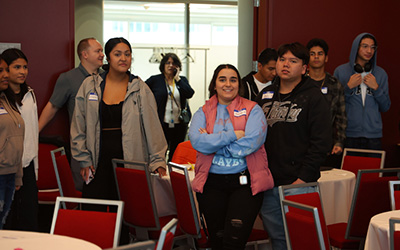 Students standing together.