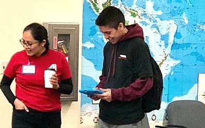 Chelsea Chee from AISES brought robot kits to Uintah High.