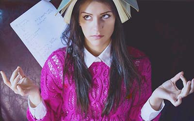 Student with books.
