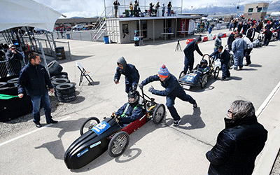 Students prepare for a race.