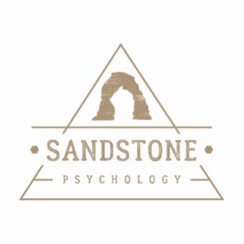 logo for sandstone psychology - pyramid with text
